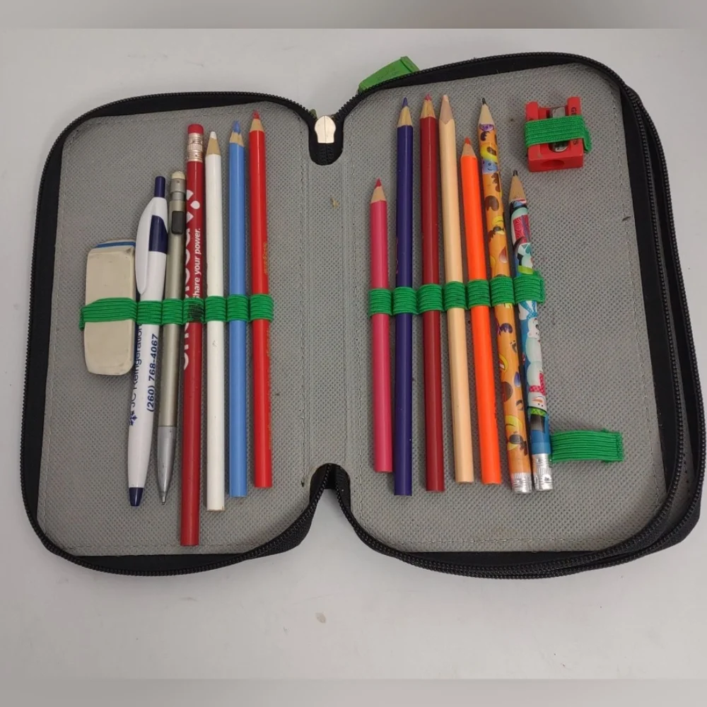 Beckman of Norway Large 3 Section Capacity Pencil Case Multi-Slot Pencil Pouch